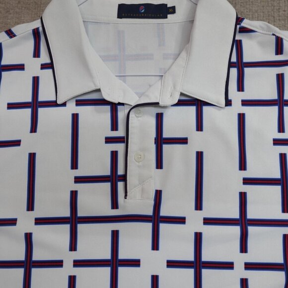 Extracurricular Polo Shirt XL White Geometric Print Performance - Picture 1 of 7